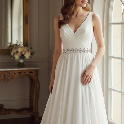 ATHENA COLLECTION - BEJEWELLED BRIDAL BELT - BELT 15 - IVORY 