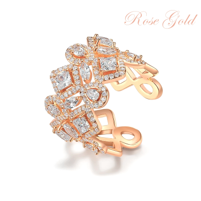 CUBIC ZIRCONIA COLLECTION - CRYSTALLURE COCKTAIL RING - ROSE GOLD R13