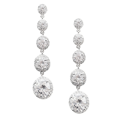 CUBIC ZIRCONIA COLLECTION - CRYSTAL DROP EARRINGS - CZER796 SILVER 