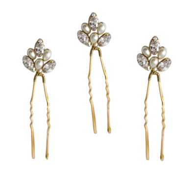 ATHENA COLECTION - CHIC PEARL HAIR PINS SET - PIN45 GOLD