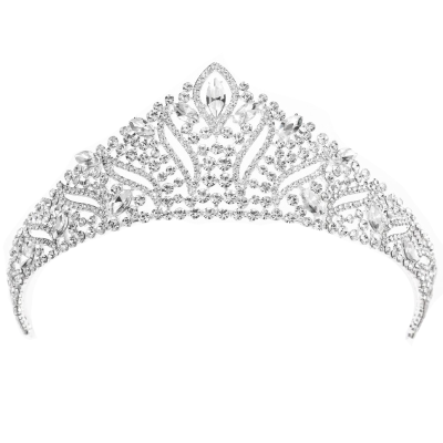 ATHENA COLLECTION - DAZZLING CRYSTAL TIARA-  AHB201SILVER 