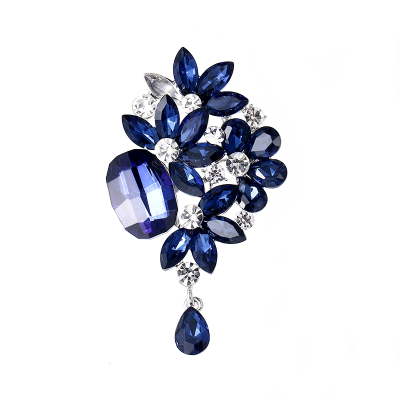 ATHENA COLLECTION - FLORAL GLAM BROOCH - BLUE - BROOCH 47