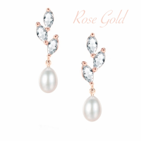 CUBIC ZIRCONIA COLLECTION - PRECIOUS PEARL EARRINGS - CZER736 ROSE GOLD