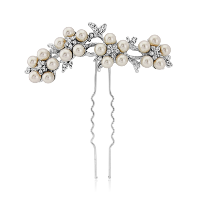 ELITE COLLECTION - Crystal & Pearl Daisy Hair Pin - (Pin 15)