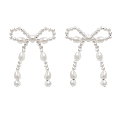 ATHENA COLLECTION - CHIC BOW EARRINGS - CZER792 SILVER 
