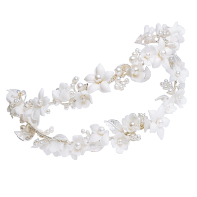 ATHENA COLLECTION - LUXE FLORAL VINE HEADBAND - AHB193 SILVER