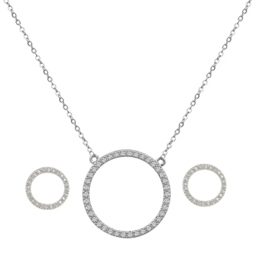CUBIC ZIRCONIA COLLECTION - ETERNITY CIRCLE NECKLACE - CZNK237 SILVER 
