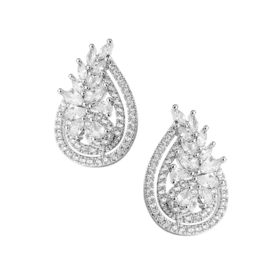 CUBIC ZIRCONIA COLLECTION - VINTAGE CHIC EARRINGS - CZER787 SILVER 