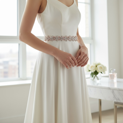 ATHENA COLLECTION - BEJEWELLED BRIDAL BELT - BELT 15 - ROSE PINK