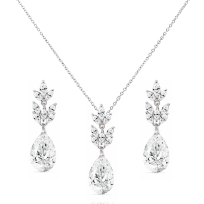 CUBIC ZIRCONIA COLLECTION - STARLET CHIC NECKLACE - SILVER - CZNK226 