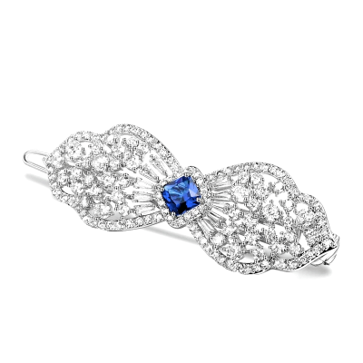 CUBIC ZIRCONIA COLLECTION - CRYSTAL EXTRAVAGANCE HAIR CLIP - CLIP764 SAPPHIRE