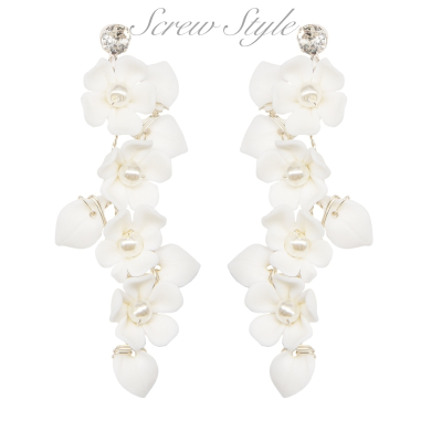 ATHENA COLLECTION -  FLORAL VINE EARRINGS - CZER750 SCREW STYLE