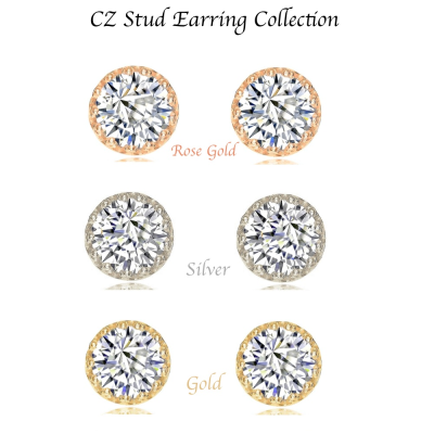 CZ Stud Earring Collection 