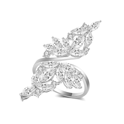 ATHENA COLLECTION - CRYSTAL LUXE COCKTAIL RING - ADJUSTABLE  SILVER R11