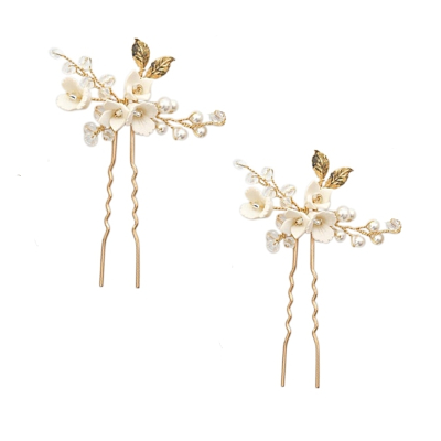ATHENA COLLECTION - VINTAGE CHARM HAIR PINS - GOLD (PIN48) (Pair)