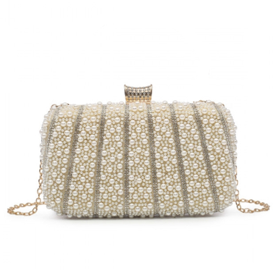 ATHENA COLLECTION - CHIC PEARL CLUTCH BAG - GOLD 