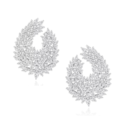 CUBIC ZIRCONIA COLLECTION - STARLET GLAM EARRINGS - CZER794 SILVER 