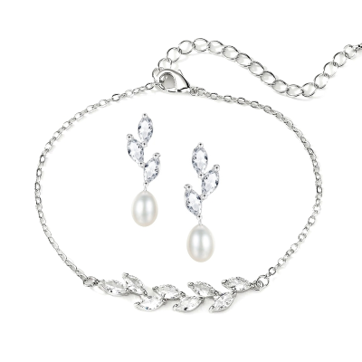 CUBIC ZIRCONA COLLECTION - PRECIOUS PEARL SET - COLLECTION 1A SILVER 