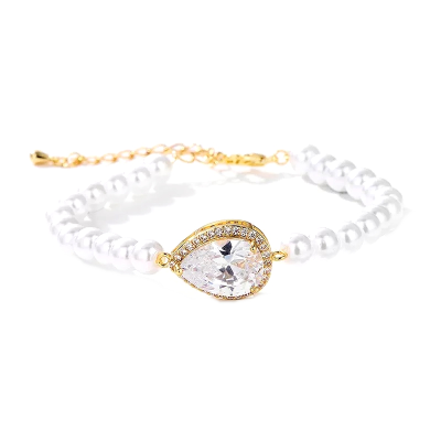 CUBIC ZIRCONIA COLLECTION - CHIC PEARL BRACELET CZBRA15 - GOLD