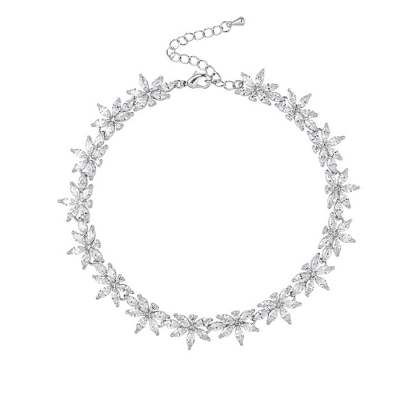 CUBIC ZIRCONIA COLLECTION - GLITZY LUXE ANKLET - AK2 - SILVER