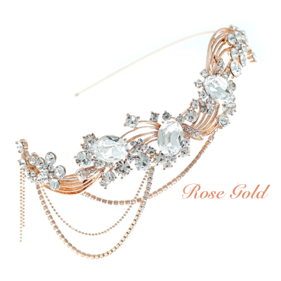 ELITE COLLECTION - Bejewelled Gatsy Style Headband - ROSE GOLD HDB311