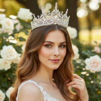 ATHENA COLLECTION - CELESTE SPARKLE TIARA - AHB240 SILVER