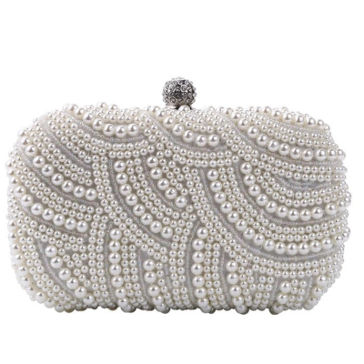 ATHENA COLLECTION - PEARL CLUTCH BAG - IVORY 