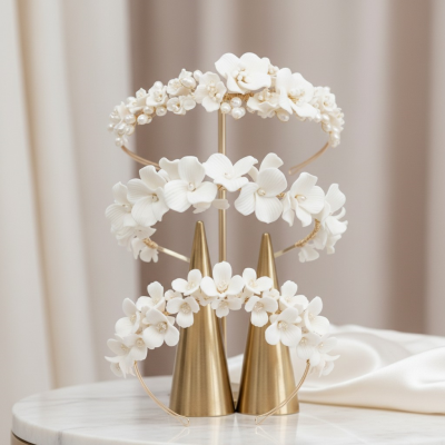 ATHENA COLLECTION - FLORAL GOLD HEADBAND COLLECTION - GOLD (THREE HEADBANDS) 