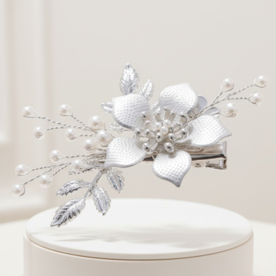 ATHENA COLLECTION - VINTAGE BLOOM HAIR CLIP - HC300 SILVER