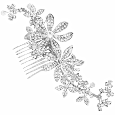 ATHENA COLLECTION - LUXE FLOWER COMB - HC242 SILVER