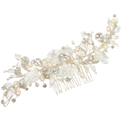 ATHENA COLLECTION - ENCHANTMENT FRESHWATER PEARL COMB - HC262 SILVER