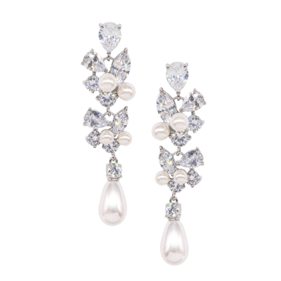 CUBIC ZIRCONIA COLLECTION - EXQUISITE STARLET EARRINGS - CZER687 SILVER