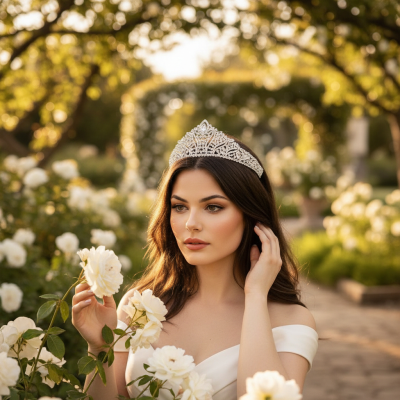 ATHENA COLLECTION - DAZZLING CRYSTAL TIARA-  AHB201SILVER 