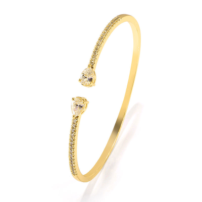 CUBIC ZIRCONIA COLLECTION - GLITZY GEM BANGLE BRACELET -CZBR144 GOLD