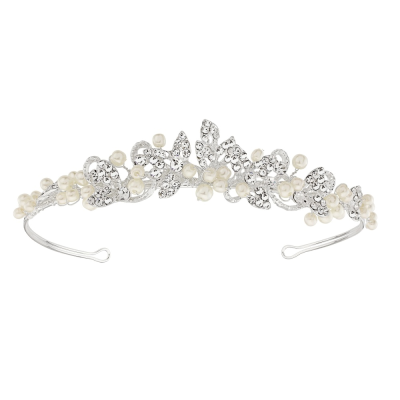 ATHENA COLLECTION - EXQUISITE PEARL TIARA SET - IVORY AHB180 