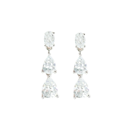 CUBIC ZIRCONIA COLLECTION - SIMULATED DIAMOND DROP EARRINGS -CZER914 SILVER 