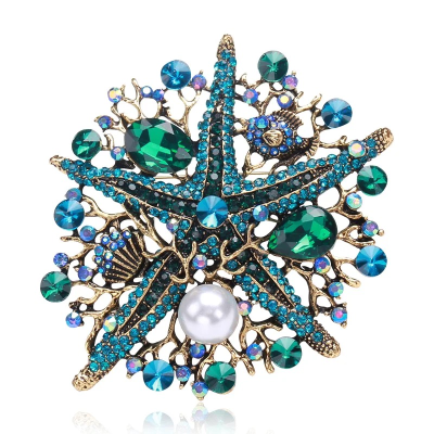 ATHENA COLLECTION - GLITZY GLAM BROOCH - GREEN