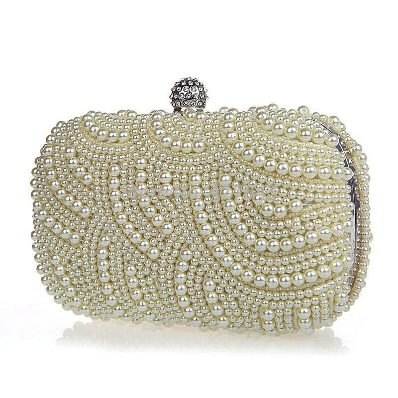 Classic Pearl Clutch Bag Cream Athena Bridal Jewellery Ltd.