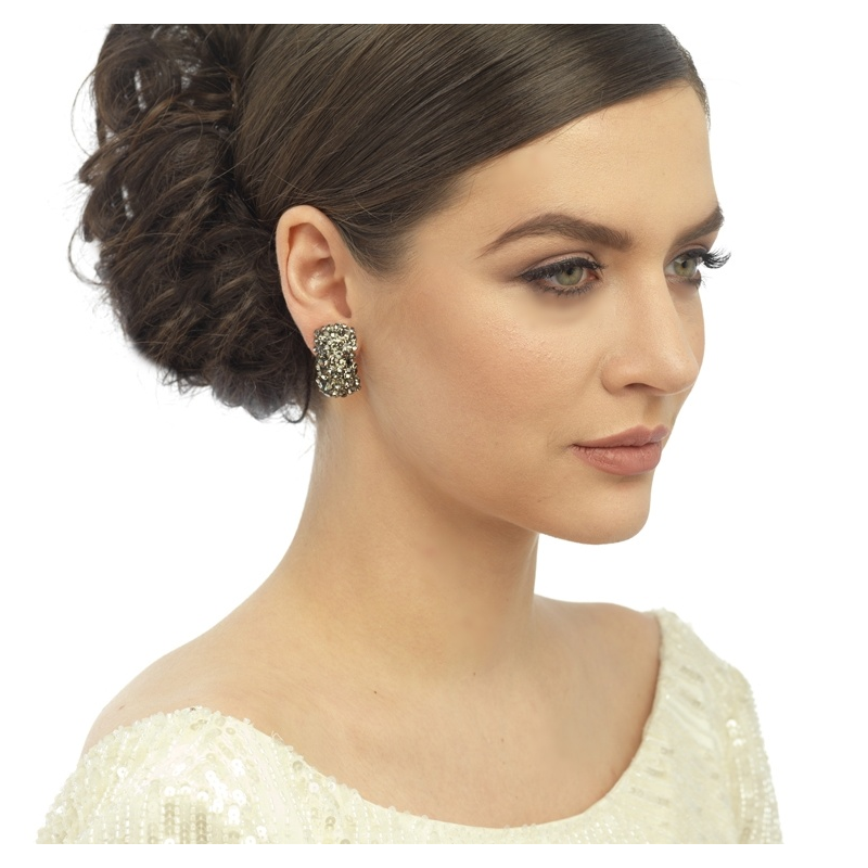 Crystal Divine Earrings (Clip-On) Black Diamond (Er125) | Athena Bridal ...