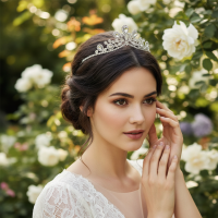 CUBIC ZIRCONIA COLLECTION - CHIC GEM TIARA -AHB250 SILVER