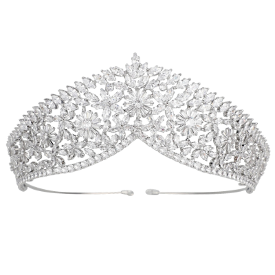 CUBIC ZIRCONIA COLLECTION - ENCHANTED TIARA - AHB174 SILVER 