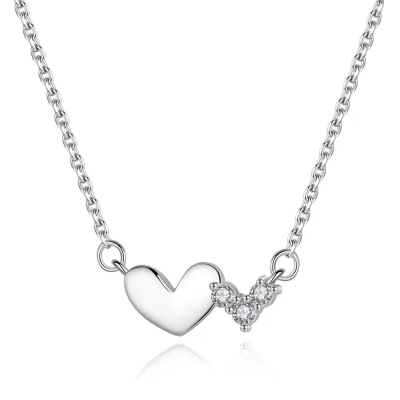 CUBIC ZIRCONIA COLLECTION - CHIC HEART NECKLACE - CZNK200 - 925 SILVER 