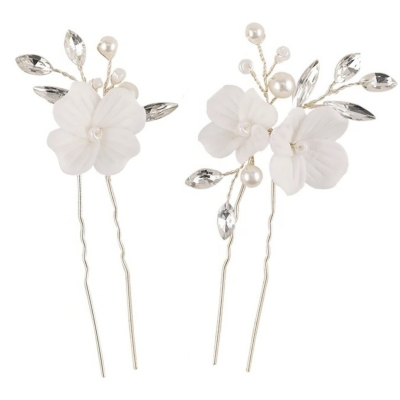 ATHENA COLLECTION - FLORAL ROMANCE HAIR PIN SET - PIN 69 SILVER