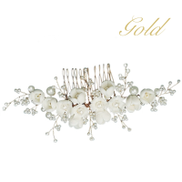 ATHENA COLLECTION - CHIC FLOWER HAIR COMB - HC284 GOLD