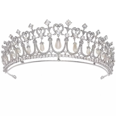 CUBIC ZIRCONIA COLLECTION - DIANA LUXE TIARA - AHB149 SILVER