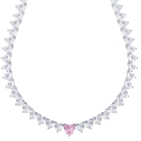 CUBIC ZIRCONIA COLLECTION - LUXE HEART NECKLACE - CZNK238 BLUSH PINK 
