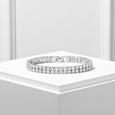 CUBIC ZIRCONIA COLLECTION - CRYSTAL ALLURE BRACELET - BR177 SILVER 