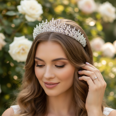 CUBIC ZIRCONIA COLLECTION - CRYSTAL COUTURE TIARA - AHB242