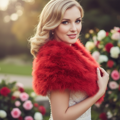 VINTAGE INSPIRED MARABOU FEATHER STOLE - RED (SG1)