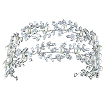 CUBIC ZIRCONIA COLLECTION - ENCHANTING PEARL HEADPIECE - AHB117 